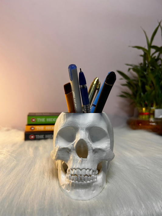 Skull-Shaped 3D Printed Pen Stand – Stylish Desk Organizer