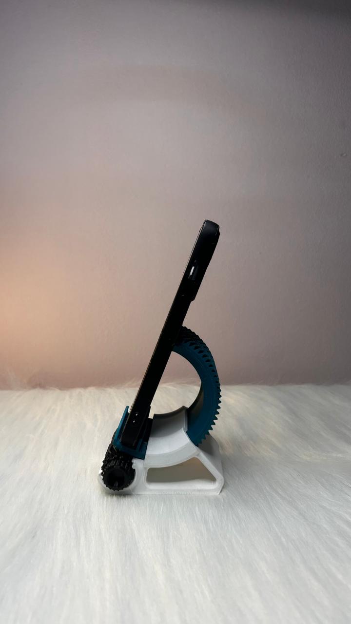 Geared Phone Stand – Adjustable & Stylish